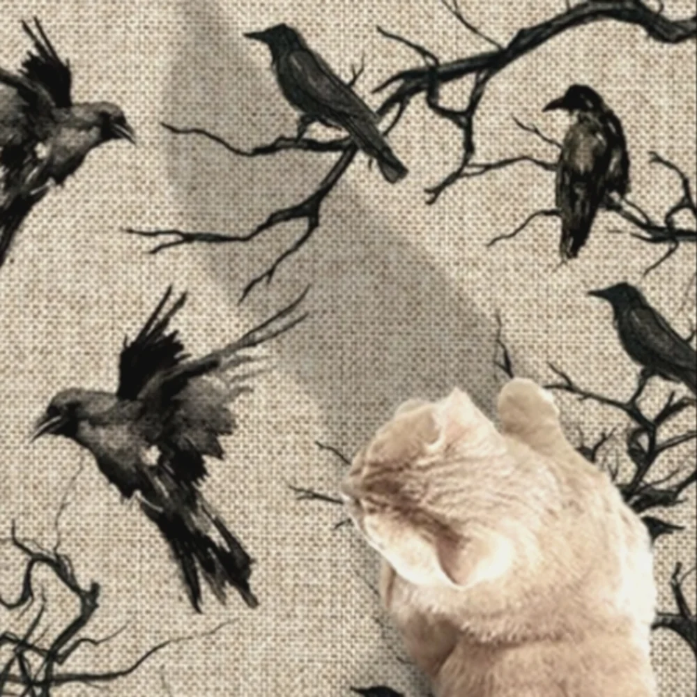 Black Ravens Nonslip Kitchen Rug Cream Ivory Doormat Goth Door Mat Crows Birds